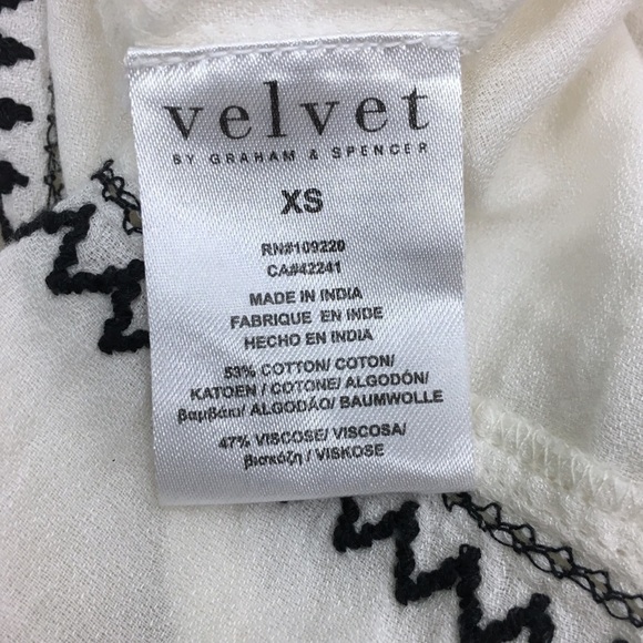 VELVET Graham & Spencer Top Peasant Tassel Sleeveless Boho Embroidered Size XS - Picture 6 of 11